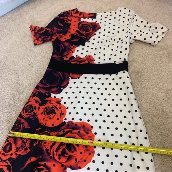 Copcapy Red white polkadot rose floral short sleeve maxi dress Sz 38 NWOT - Picture 13 of 14